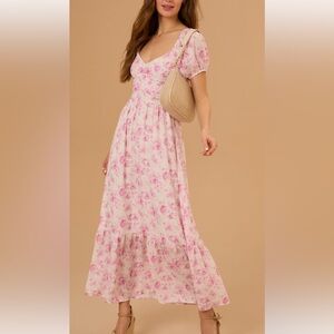 Abrielle Floral Pink Maxi Dress